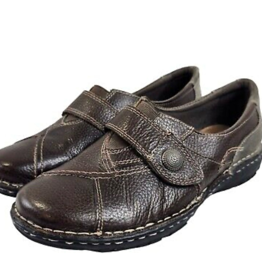 Earth Origins Ladies Size 9W 'Evelyn Slip On Brown Leather Upper Comfort Shoes